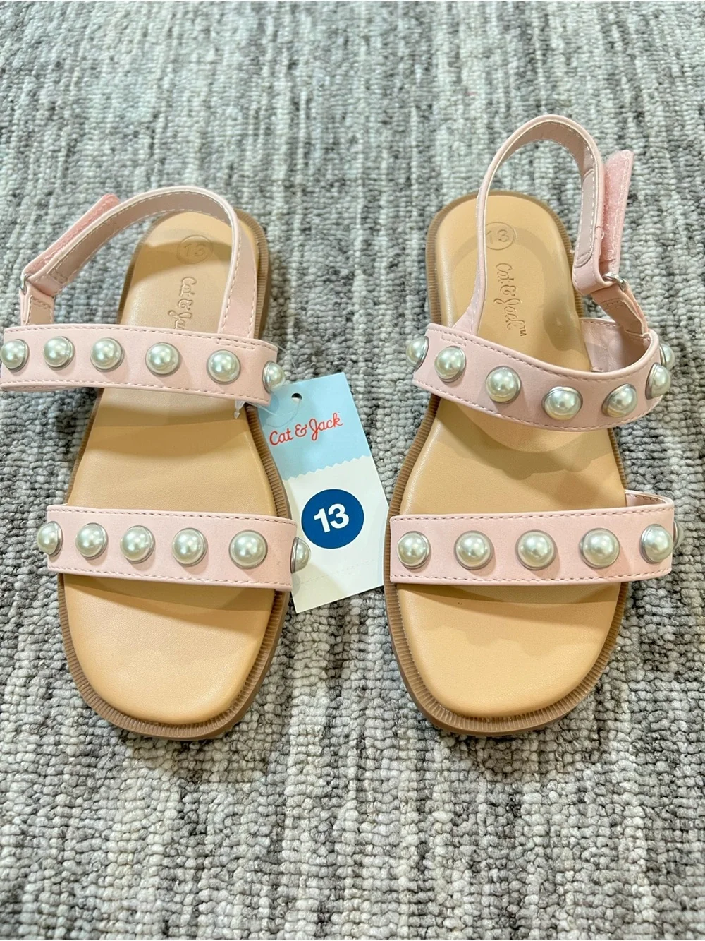 Cat & Jack Pink Pearl-Accent Girls' Sandals Size 13